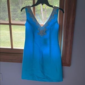 Lilly Pulitzer turquoise and gold dress